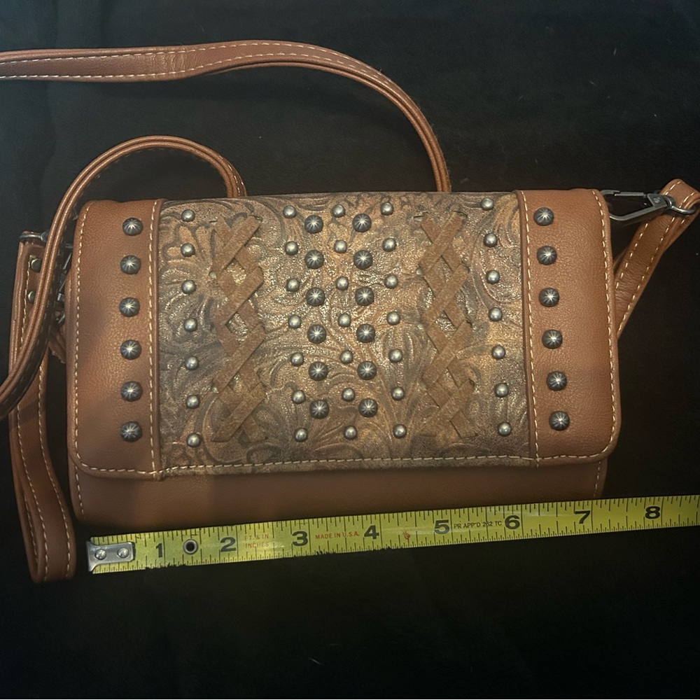American bling brown leather Crossbody